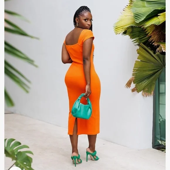 Amazon | Dresses | Tenickab X Amazon The Drop Orange Rib Knit Midi Dress In  Size Xxl | Poshmark
